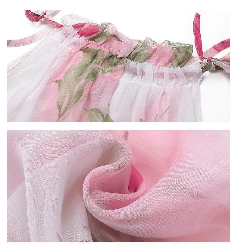 SZ60137 Pink Floral Printed Halter Maxi Dress